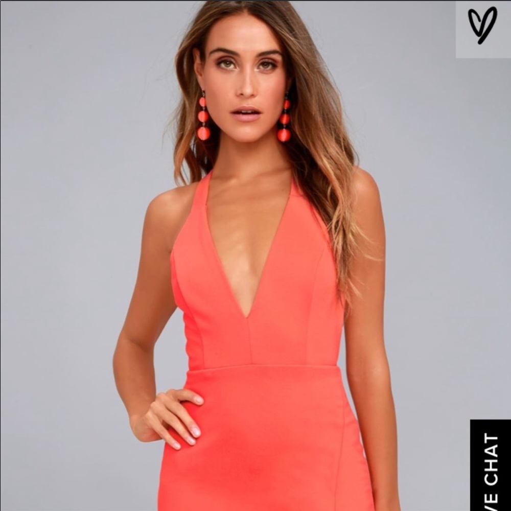 Neon Coral Bodycon Dress